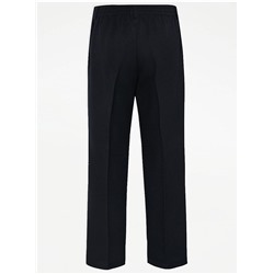 Boys Navy Half Elastic School Trousers 2 Pack