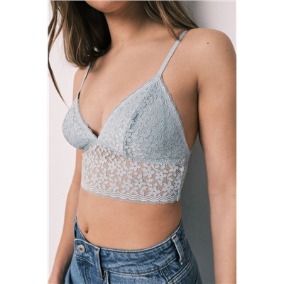 Sujetador bralette triangular encaje azul