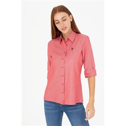 Kadın Kırmızı Uzun Kollu Basic Gömlek