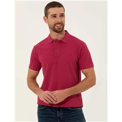 Fuşya Slim Fit Polo Yaka Basic Tişört