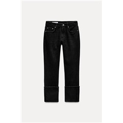 HIGH-WAIST TRF STOVE PIPE FOLDED JEANS
