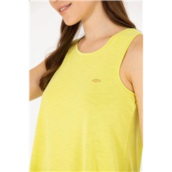 Kadın Neon Sarı Bisiklet Yaka Kolsuz Tişört