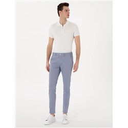 Açık Mavi Slim Fit Beli Lastikli Kanvas Pantolon