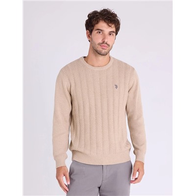 VERTICAL TEXTURED CREW NECK SWEATER