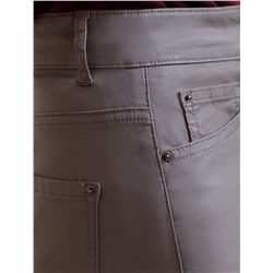 Брюки зауженные из эластичного хлопка с покрытием под кожу