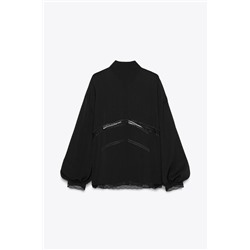 FLOWING SHIRT WITH LACE TRIM