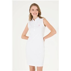 Kadın Beyaz Polo Yaka Örme Elbise