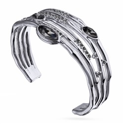 Браслет Эйва (кристаллы SW темно-серые; покрытие родий), Есть комплект