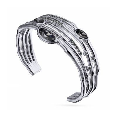 Браслет Эйва (кристаллы SW темно-серые; покрытие родий), Есть комплект