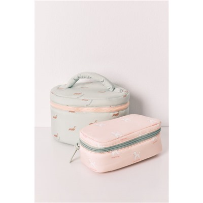 Neceser pequeño rosa estampado perritos