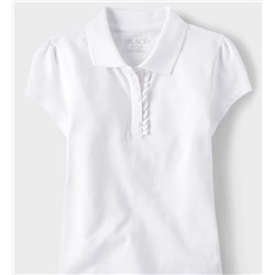 Full Size Full Size  The Children’s Place  Girls Uniform Ruffle Pique Polo - white