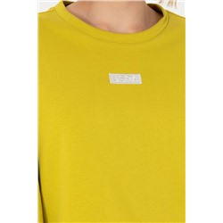 Kadın Fıstık Yeşili Bisiklet Yaka Basic Sweatshirt
