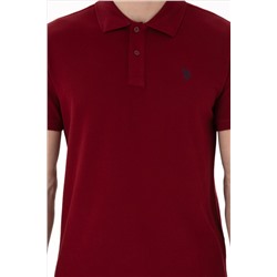 Erkek Slim Fit Polo Yaka Bordo Basic Tişört