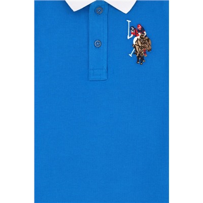 Erkek Çocuk Saks Mavi Basic Polo Yaka Tişört