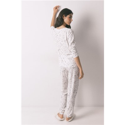 Pijama largo canalé soft blanco estampado Moomin