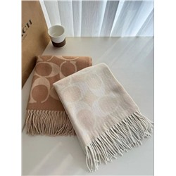 Зимний теплый и уютный шерстяной шарф с жаккардовым узором и надписью с подарочным пакетом COAC*H