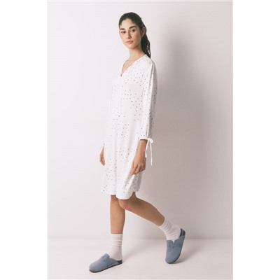 Camisón midi blanco estampado pájaros