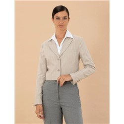 Bej Çizgili Crop Ceket