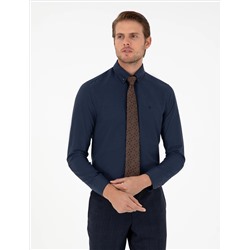 Lacivert Slim Fit Uzun Kollu Gömlek