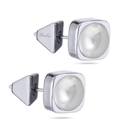 Пусеты Теннис (Майорка белая 8мм; покрытие родий), Есть комплект