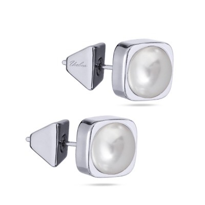 Пусеты Теннис (Майорка белая 8мм; покрытие родий), Есть комплект