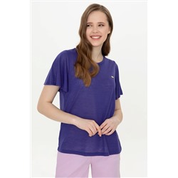 Kadın Mavi Bisiklet Yaka Tişört