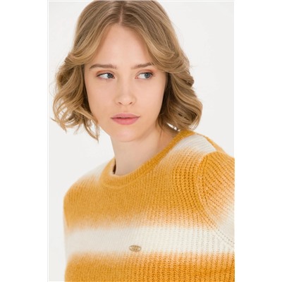 Kadın Safran Bisiklet Yaka Kazak