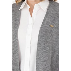 Kadın Gri Melanj Triko Panço