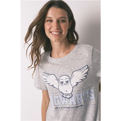 Camisola midi algodón print Hedwig gris