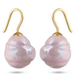 Серьги (Майорка 14мм, барочная холодно-розовая; покрытие золото), Есть комплект
