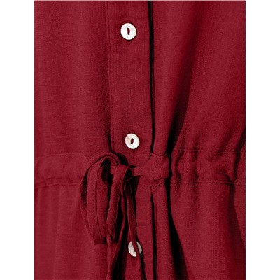 Свободная блузка с кулиской на талии изо льна с вискозой