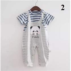 Милый комбинезон с короткими рукавами для мальчиков и девочек из чистого хлопка