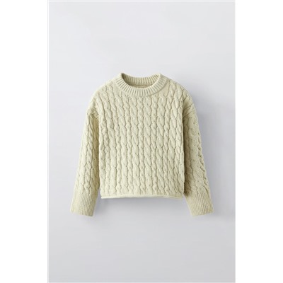 CABLE-KNIT CHENILLE SWEATER