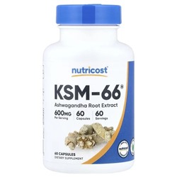Nutricost, KSM-66®, Ashwagandha Root Extract, 60 Capsules