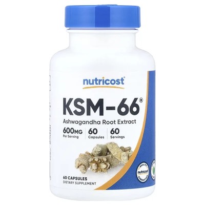 Nutricost, KSM-66®, Ashwagandha Root Extract, 60 Capsules