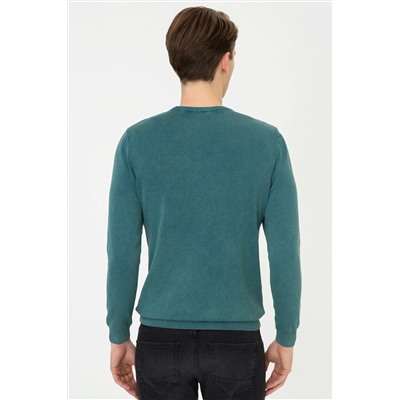 Erkek Yeşil Basic Kazak