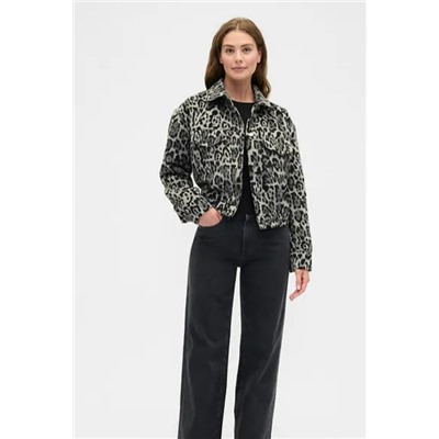 Relaxed Cropped Textured Icon Jacket