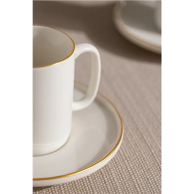 Lumora 6 Kişilik 12 Parça Kahve Fincan Takımı - Beyaz/Gold - 100 ml