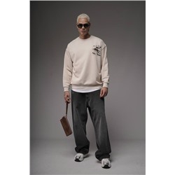 Свитшот  журавли  беж