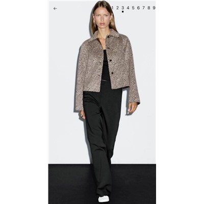 Модный короткий твидовый пиджак с леопардовым принтом МАССИМО Д