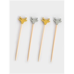 Шпажка для канапе, 9 см, 20 шт, бамбук, серебристая/золотистая, Олень, New year