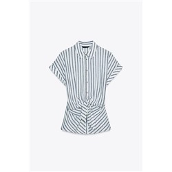 KNOTTED STRIPED LINEN SHIRT