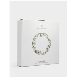 Подставка для пирожных, 25х20/24 см, 2 яруса, керамика D/металл, Еловые ветки, Festival