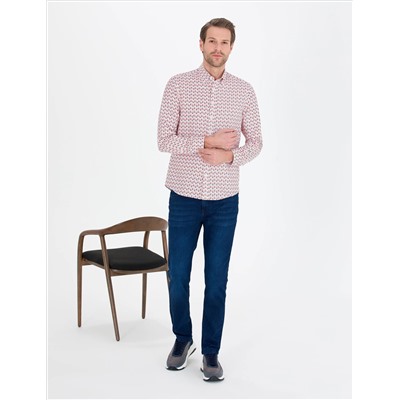 Nar Çiçeği Slim Fit Uzun Kollu Gömlek