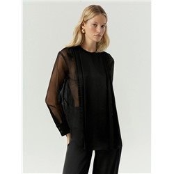 Блузка c полупрозрачными рукавами, B3071/moody