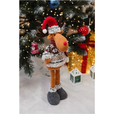 Игрушка новогодняя с выдвижными ногами Олень серые ботики серый