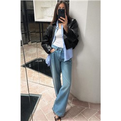 LEATHER EFFECT BOMBER JACKET