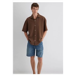 Mavi Kahverengi Gömlek Oversize / Geniş Kesim 0210679-89330