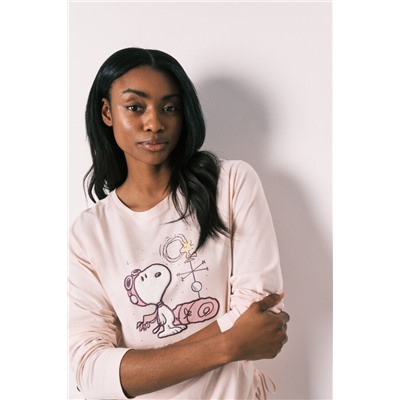 Pijama largo rosa algodón Snoopy