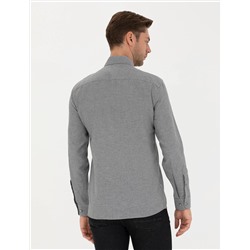 Gri Slim Fit Uzun Kollu Gömlek